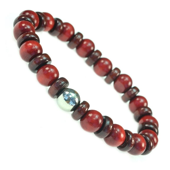 8mm Tibetan Buddhist Red Wood Mala Stretch. Prayer Bracelet
