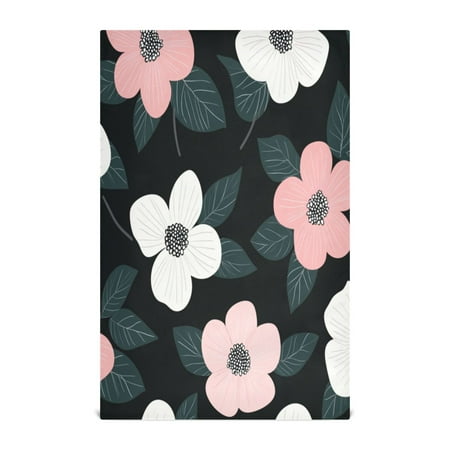 

WOBOGO Illustration Of Pink and White Flowers Kitchen Towel 6 Piece Large Cotton Dishcloth Premium Absorbency Set with Hanging Loop