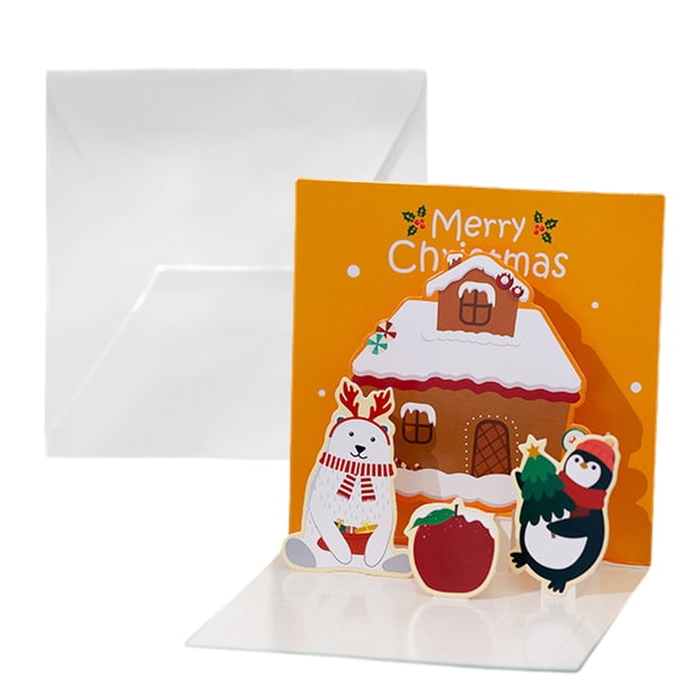 Tarjetas navideñas 3D desplegables de Paper Love, coches navideños, fiestas, fundas para regalos navideños