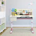 thumbnail image 4 of Costway Adjustable Height Kids Study Desk Drafting Table w/Bookshelf&Hutch Pink, 4 of 10