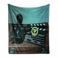 thumbnail image 1 of Old Hollywood Soft Flannel Fleece Throw Blanket, Retro Style Camera Clapper and Reel with Films on the Scratched Suitcase, Cozy Plush for Indoor and Outdoor Use, 50" x 60", Multicolor, by Ambesonne, 1 of 6