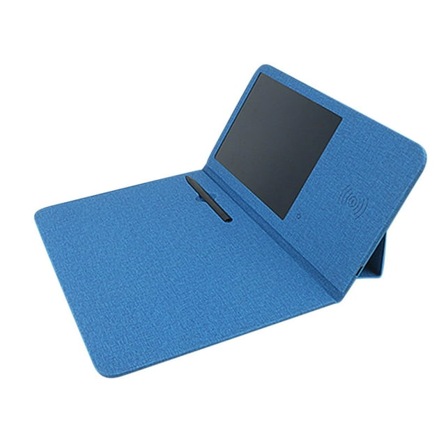 Souris Sans Fil pour Ordinateur Portable, Support de Cellulaire Tapis de Souris Multifonctionnel en Cuir avec Écran Lcd Électronique Support de Tablette Chargeur Sans Fil 15W