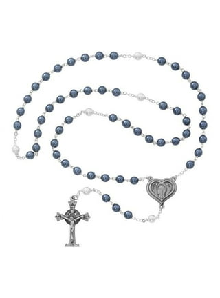 Mcvan R556RF 7 mm Pearl Holy Mass Crucifix Cross Rosary Set - Blue