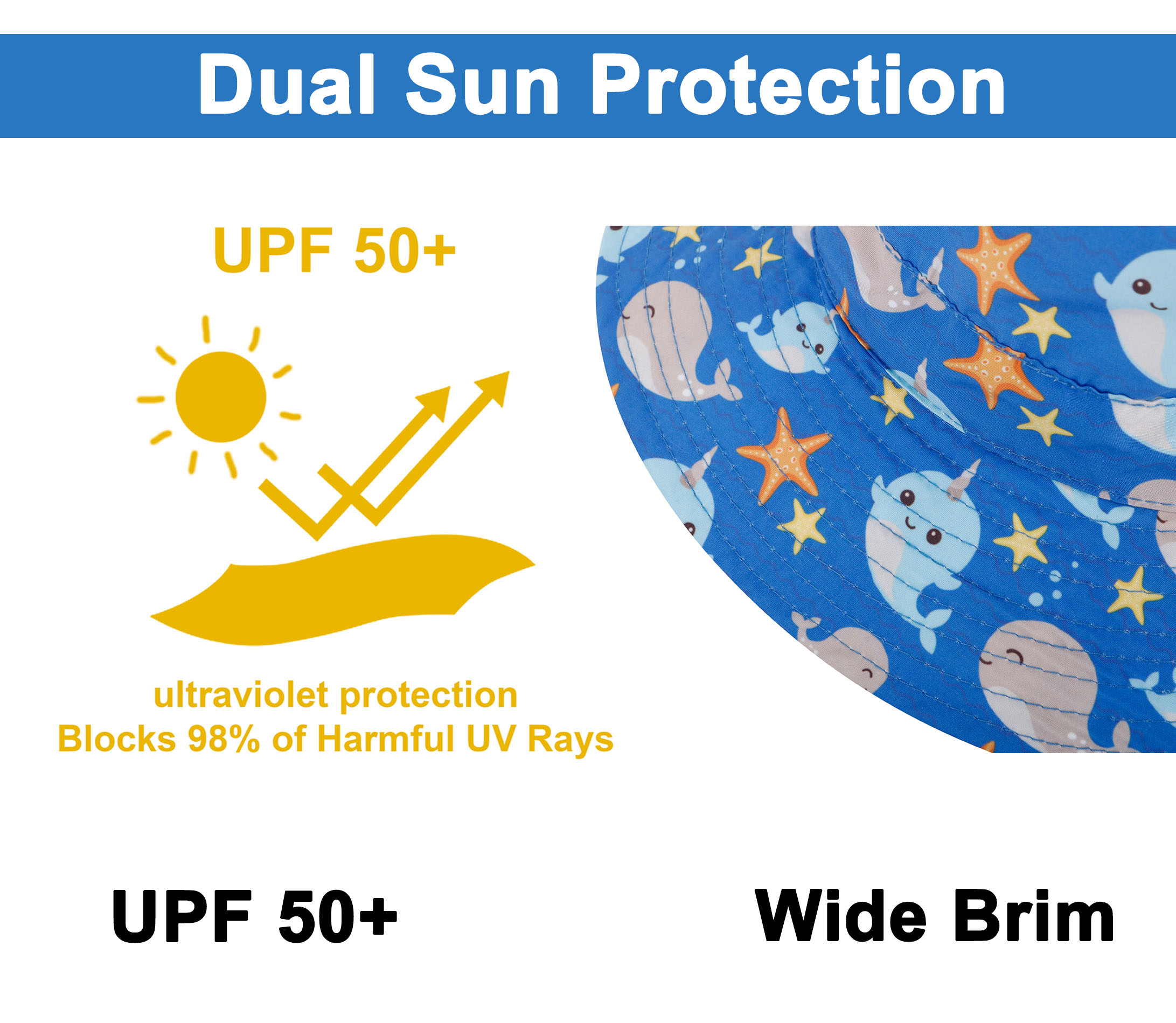 SimpliKids Hats for Kids Boys Hat Toddler Kids Baby Sun Hats Toddler Bucket Hats with uv Protection Sun Hats for Babies Sun Hat Kids Bucket Hat for Kids, Under The Sea , 2-4T - image 4 of 6