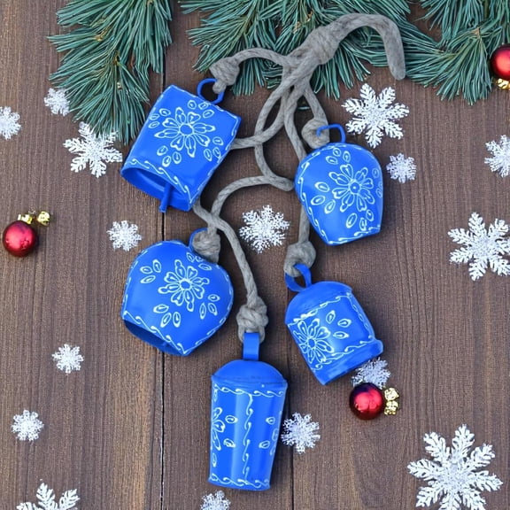 Vivanta Hand Painted Metal Rustic Decorative Hanging Wind Chime, Blue Floral, 25 inch, Housewarming Gift, Outdoor Decor for Backyard Garden Porch Patio and Home Decor