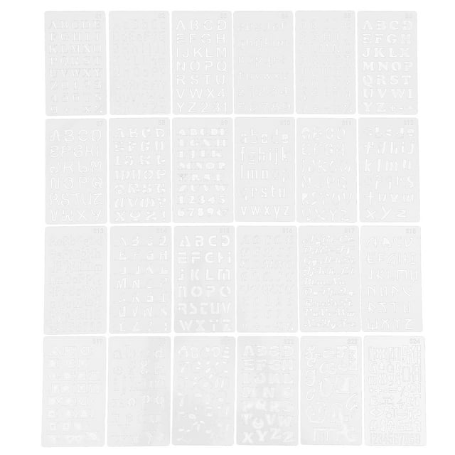 MasteelfCA 24PCS Hollow Painting Alphanumeric Template Stencil Alphabet Letter Number Planner Set Stencils Journal Notebook Diary Scrapbookin Crafting DIY Drawing Template Stencil (White)