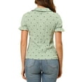 thumbnail image 3 of Allegra K Women's Peter Pan Collar Top Blouse Ruffle Puff Sleeve Stars Button Down Shirt, 3 of 5
