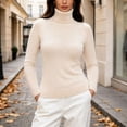 thumbnail image 2 of Cmfcve Womens Turtleneck Sweater Long Sleeve Slim Fit Casual Pullover Knit Shirs Fall Winter Basic Layering Top, 2 of 7