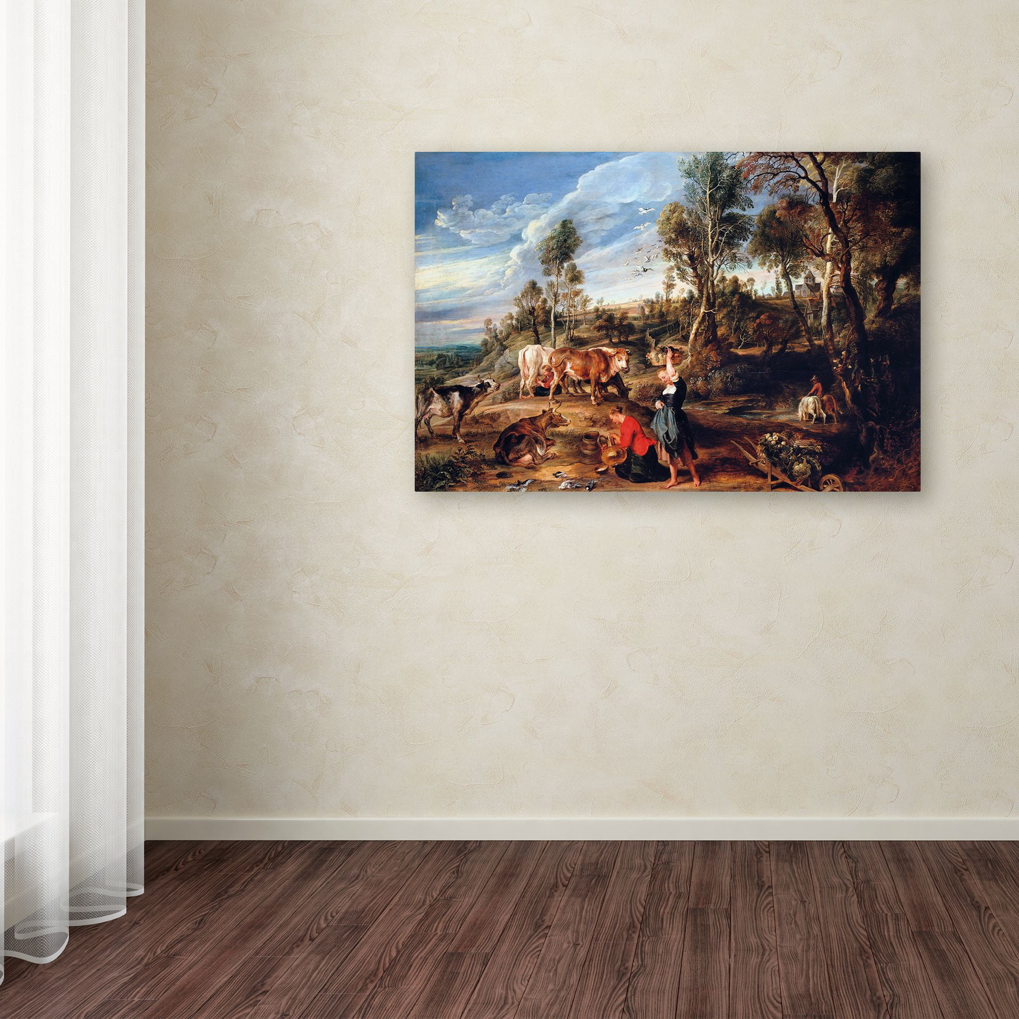 Trademark Fine Art 'Milkmaids With Cattle In A Landscape' Canvas Art by Peter Paul Rubens