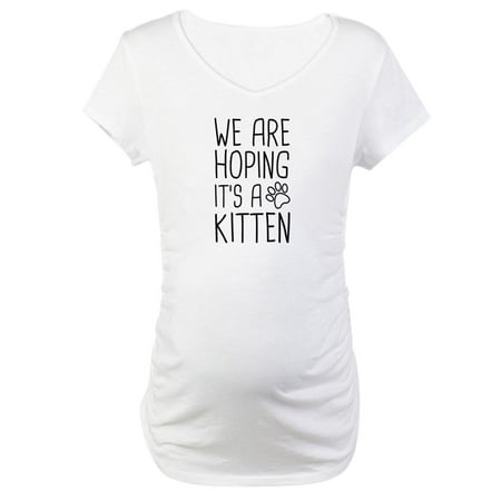 

CafePress - We Are Hoping It s A Kitten Maternity T Shirt - Cotton Maternity T-shirt Cute & Funny Pregnancy Tee