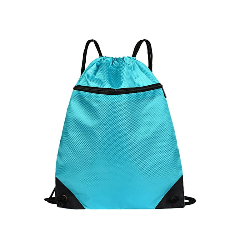 Drawstring Backpack Water-Repellent Diamond Grid Fabric Large