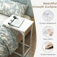 thumbnail image 3 of Melocadol C-Shaped End Table, C Shaped Under Couch Slider, Small Side Tables with Metal Frame, Adjustable Feet, for Living Room, Bedside, Sofa, TV Dinner, Recliner, White, 3 of 5