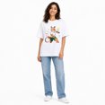thumbnail image 2 of Women Oversized Drop‑Shoulder T‑Shirt, Cartoon Sport Tennis Fox Athlete Illustration Cotton Casual Tee, 2 of 9