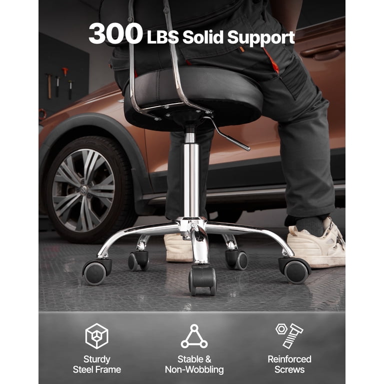VEVOR Shop Stool with Backrest, 300 lbs Load, Adjustable Height
