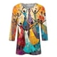 thumbnail image 5 of Xuyuer Women's Leisure Print Round Neck Three Quarter Sleeve Loose T-Shirt, Casual 3/4 Sleeve Top for Spring Summer Everyday Fashion and Relaxed Weekend Style, 5 of 5