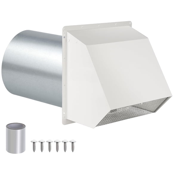 Cubierta para salida de secadora JYINCPED de acero galvanizado de 10 cm, blanca