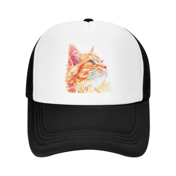Colorful Cat Unisex Trucker Hats for Men Women Adjustable Casual Baseball Caps for Outdoor Activities Dad Cap