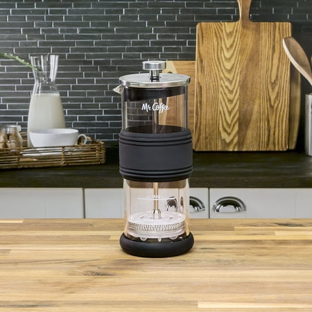 Mr. Coffee Manual Pump Glass Jar Home Milk Frother for Gourmet Coffee/Tea Drinks