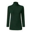 thumbnail image 6 of Guieoi Tops for Women Plus Size 2025 Trendy Womens Solid Color Turtleneck 3/4 Sleeve Slim Blouse Tops Green Black*Friday/Cyber*Monday, 6 of 9