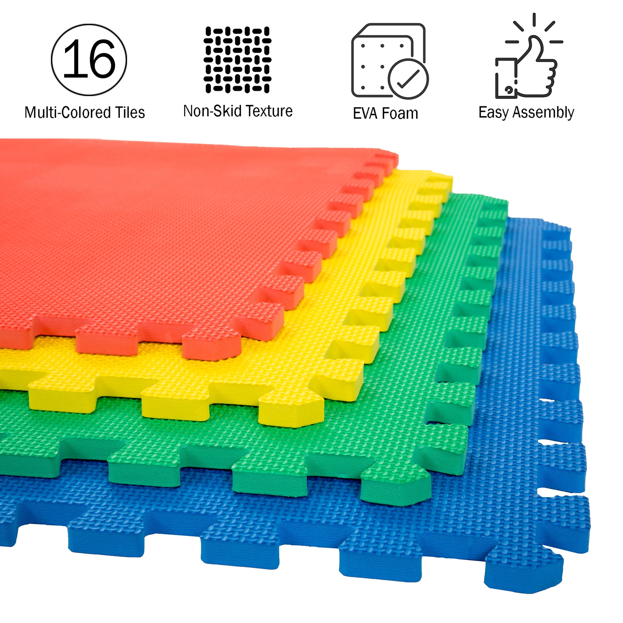 Foam Floor Mats - Interlocking EVA Foam Padding for Home Gym - Non-Toxic  8-Piece Play Mat Set by Stalwart (Multicolor) - On Sale - Bed Bath & Beyond  - 5989905