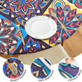 thumbnail image 3 of Round Elastic Edge Tablecloth, Waterproof and Wipeable, 44", Boho Mandala Pattern, Perfect for Dining or Camping, 3 of 4