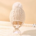 thumbnail image 2 of KONDYS Children's Hat Solid Color Twist Baby Autumn Winter Warm Knit Hat Single Ball Ear Protection Children's Wool Hat Cute Lightweight Babys Caps, 2 of 6
