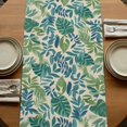 thumbnail image 5 of Green Palm Leaf 72 Inch Table Runner, Tropical Plants Retro Pastoral Summer Farmhouse Dresser Scarf Cotton & Linen Tablerunner for Dining/Kitchen Island/Holiday Party Décor 13" x 72", 5 of 9
