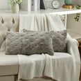 thumbnail image 4 of Home Soft Things Serenta Jacquard Rabbit Faux Fur Throw Pillow Covers 2 Piece Set, 14" x 26", Grey, 4 of 6