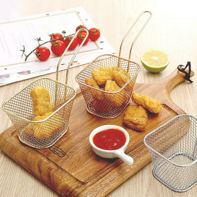 304Stainless Steel Metal Basket Serving Food Presentation Cooking Tools  French Fries Basket Mini Fry Storage Kitchen Housewares