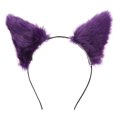 thumbnail image 1 of Diadema de peluche con orejas de dibujos animados, accesorio para el cabello para mujeres y niñas, color violeta, ideal para fiestas., 1 of 7