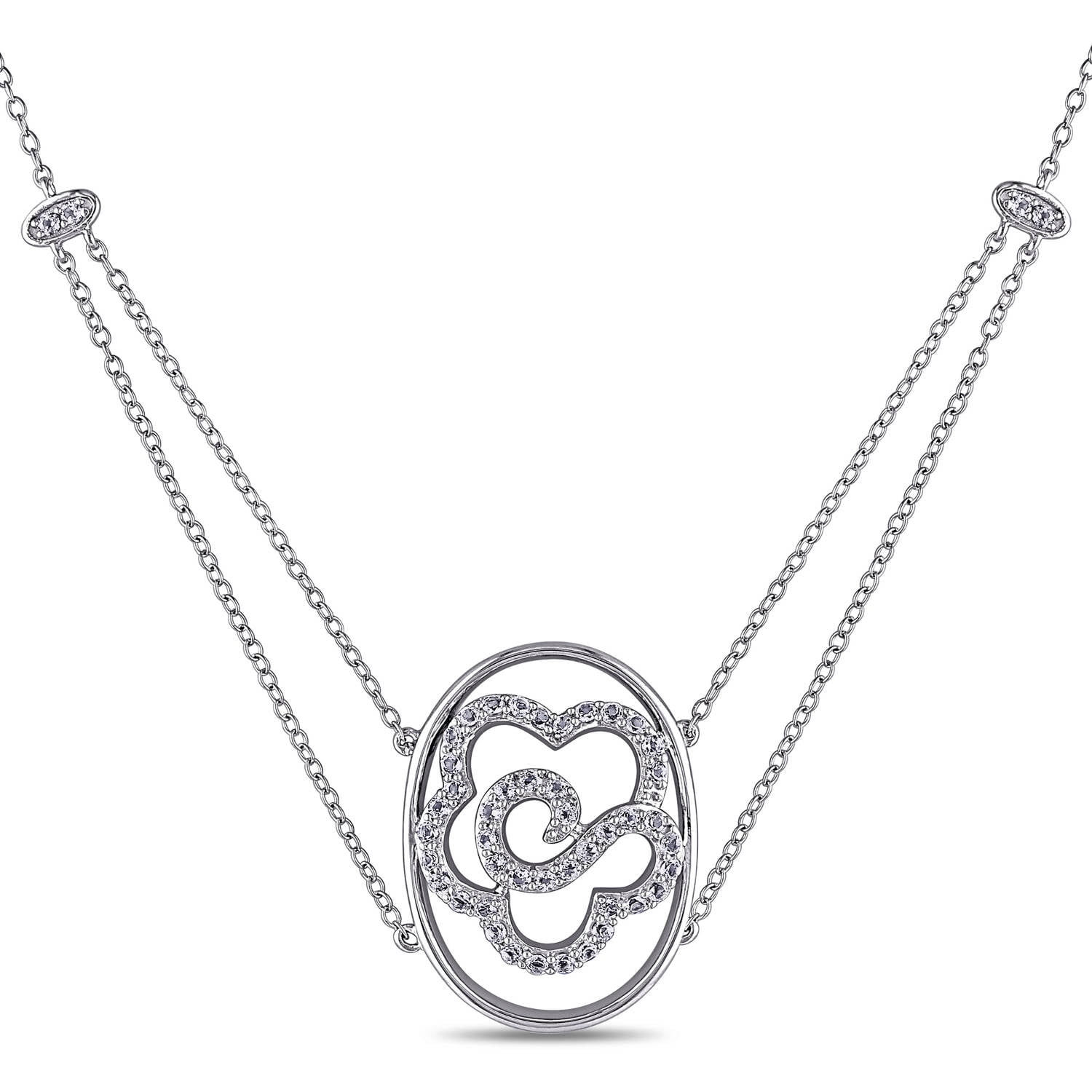 Miabella 1-2 5 Carat T.G.W. White Topaz Sterling Silver Floral Necklace, 17" by Miabella