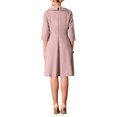 thumbnail image 3 of INSPIRE CHIC Women's Peter Pan Collar Dress 3/4 Sleeve A Line Elegant Wear to Work Dresses 2XL Grey Pink, 3 of 5