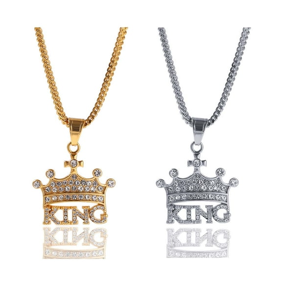 Stainless Steel Hip-hop Necklace for Men Crown King AAA CZ Pendant Women's necklace