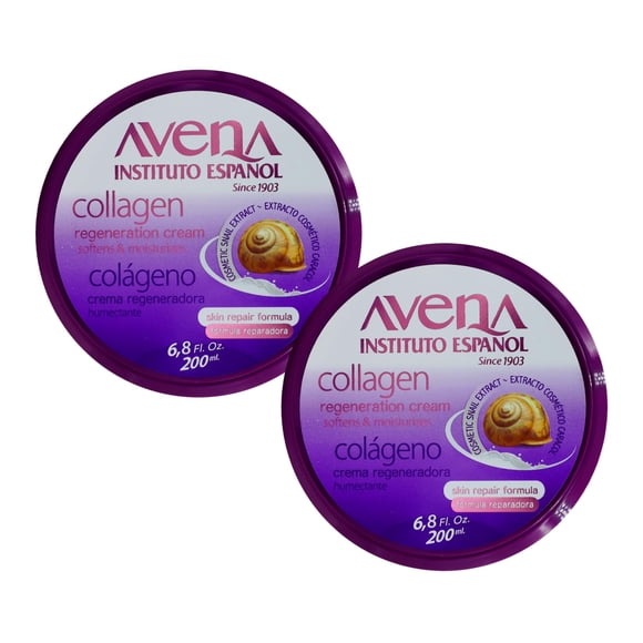 Avena Instituto Español Collagen Regeneration Cream, Softens & Moisturizes, Skin Repair Formula, 2-Pack, 6.8 Fl Oz each, 2 Jars.