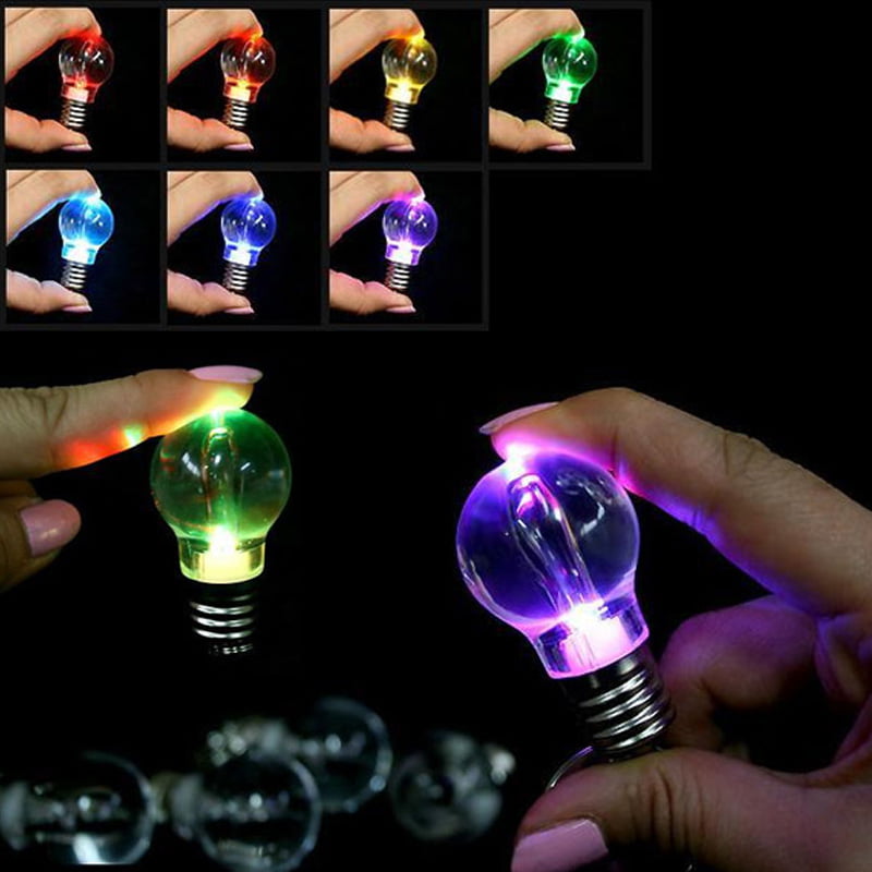 LED Flash Lights Keychain Colorful Flash U-Shape Glowing Bulb Key Ring 