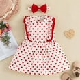 thumbnail image 2 of Youmylove Dresses For Girls Toddler Girls Sleeveless Valentine'S Day Hearts Printed Ruffles Princess Dress Headbands Set, 2 of 7
