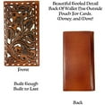 thumbnail image 5 of Western Cowboy Leather Long Wallets for Men Checkbook Tooled Wallet Floral Bifold, 5 of 7