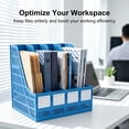 thumbnail image 3 of SAYEEC Blue Plastic 4-Compartment Vertical Desk File Organizer, Magazine & Document Storage for Office Home, 3 of 7