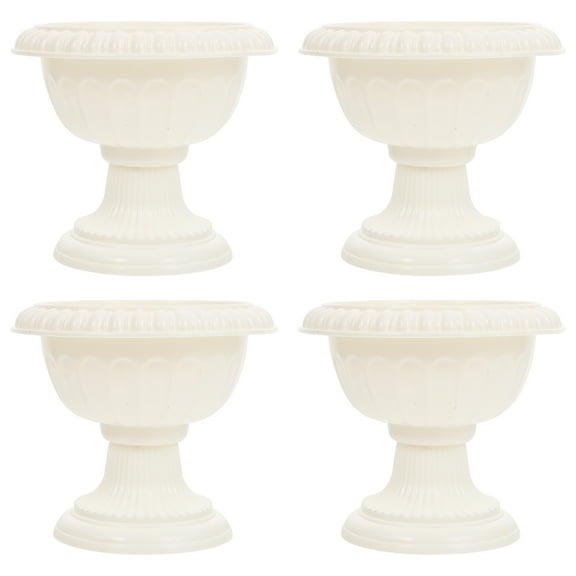 IBASETOY 4Pcs Plastic Grecian Flower Pots with European Style for Home Garden Decoration