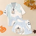 thumbnail image 5 of Blue Women Halloween Pajamas Silk Imitation Cute Plus Size Loungewear for Lady With Pockets Holiday Pjs S, 5 of 6