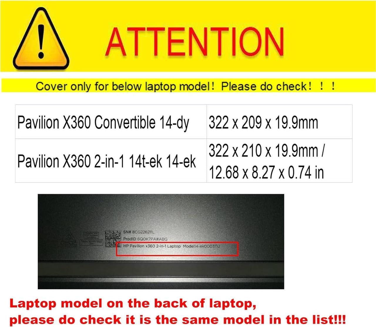 Protective Case Cover for Hp Pavilion X360 Convertible 14-dy Laptop 14t-ek 14-ek 2-in-1 [Not Other Models] Notebook Sleeve Computer Bag Protective PU Leather Shell