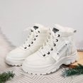 thumbnail image 4 of XIMIN Women's Chunky White Sneakers Plus Velvet New Versatile Warm High Top Boots Korean Style Winter Boots with Waterproof Artificial Leather and Fleece Lining Shoes, 4 of 7