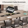 thumbnail image 6 of 8FT Large Conference Table For 10 People Industrial Rectangular Meeting Table With 2 Cable Grommets Sturdy MDF Metal Frame For Home Office Studio Business (Mocha Brown 2PC), 6 of 9