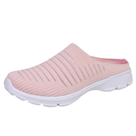 

Mortilo Fashion Summer Women Slippers Mesh Breathable Lightweight Flat Bottom Half Slippers Casual Mesh slipper for Women Pink