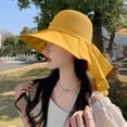 thumbnail image 2 of GHSOHS Hat Beanie Cowboy Hat Silk Bonnet Skullies Beanies Women's Breathable Sun Shade Elegant Wide Brimmed Fisherman Hat Warm Baseball Caps Berets Fedoras Visors Yellow Trapper Hats, 2 of 4