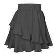 thumbnail image 2 of QENGING Summer Skirts for Women Flare Solid Color Dress High Waist Ruffles Irregular Wrinkles Design Skirt Casual, 2 of 4