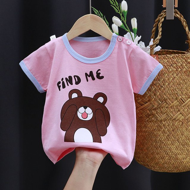 Camiseta para niños, ropa para niños, manga corta, algodón de verano, Top de dibujos animados para hombres y bebés, nuevo estilo coreano para niñas