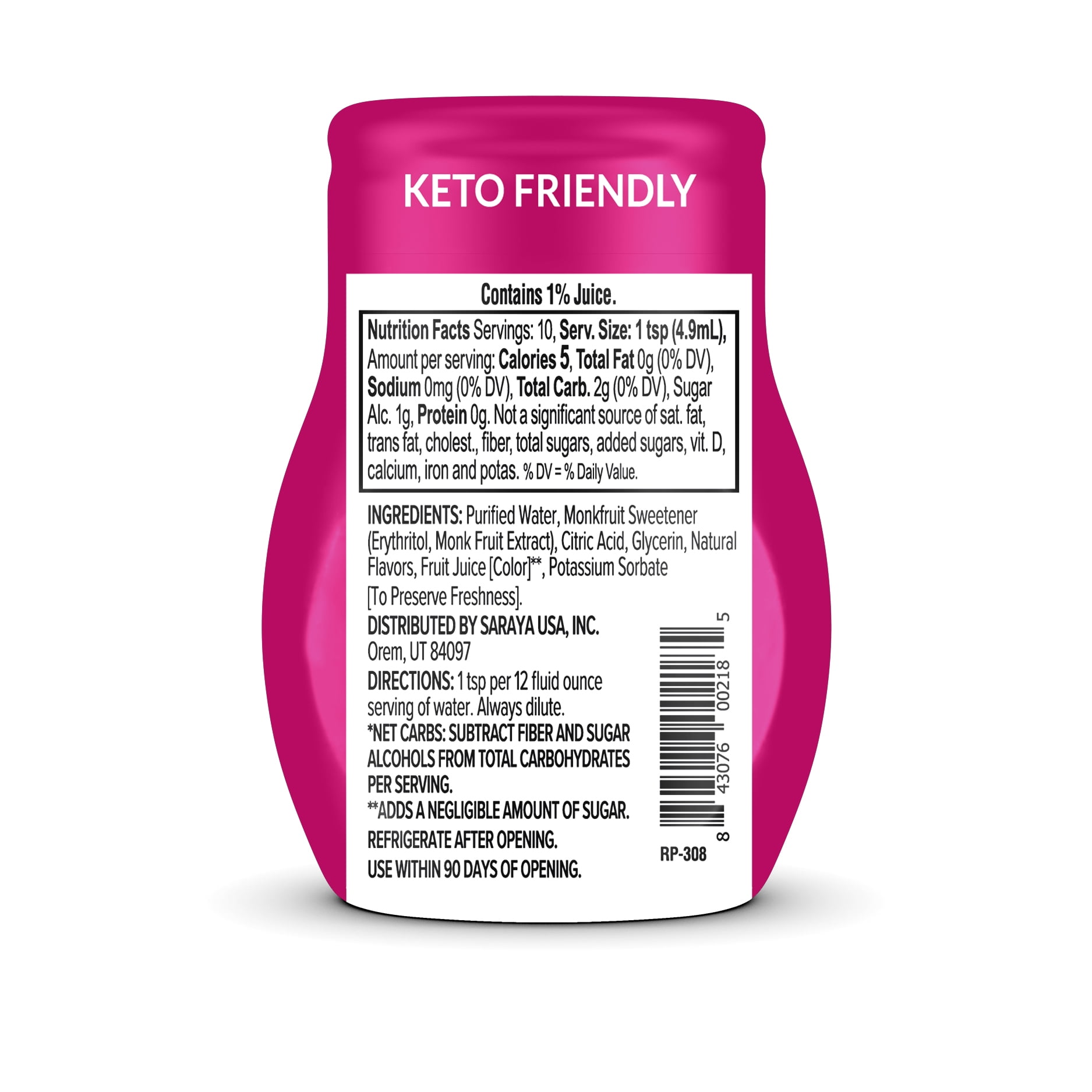 Lakanto Sugar Free Water Enhancer - Sweetened with Monk Fruit Sweetener and Erythritol, On the Go Liquid Hydration, Zero Sugar, Naturally Flavored - Strawberry Watermelon (1.67 fl oz - Pack of 6)