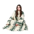 thumbnail image 4 of Tirrinia Wearable Fleece Blanket for Women & Men, Super-Soft Microplush TV Blanket Adult Wrap Full Body Robe for Lounge Couch, White Footbal Fiel, 73"" x 51""., 4 of 8