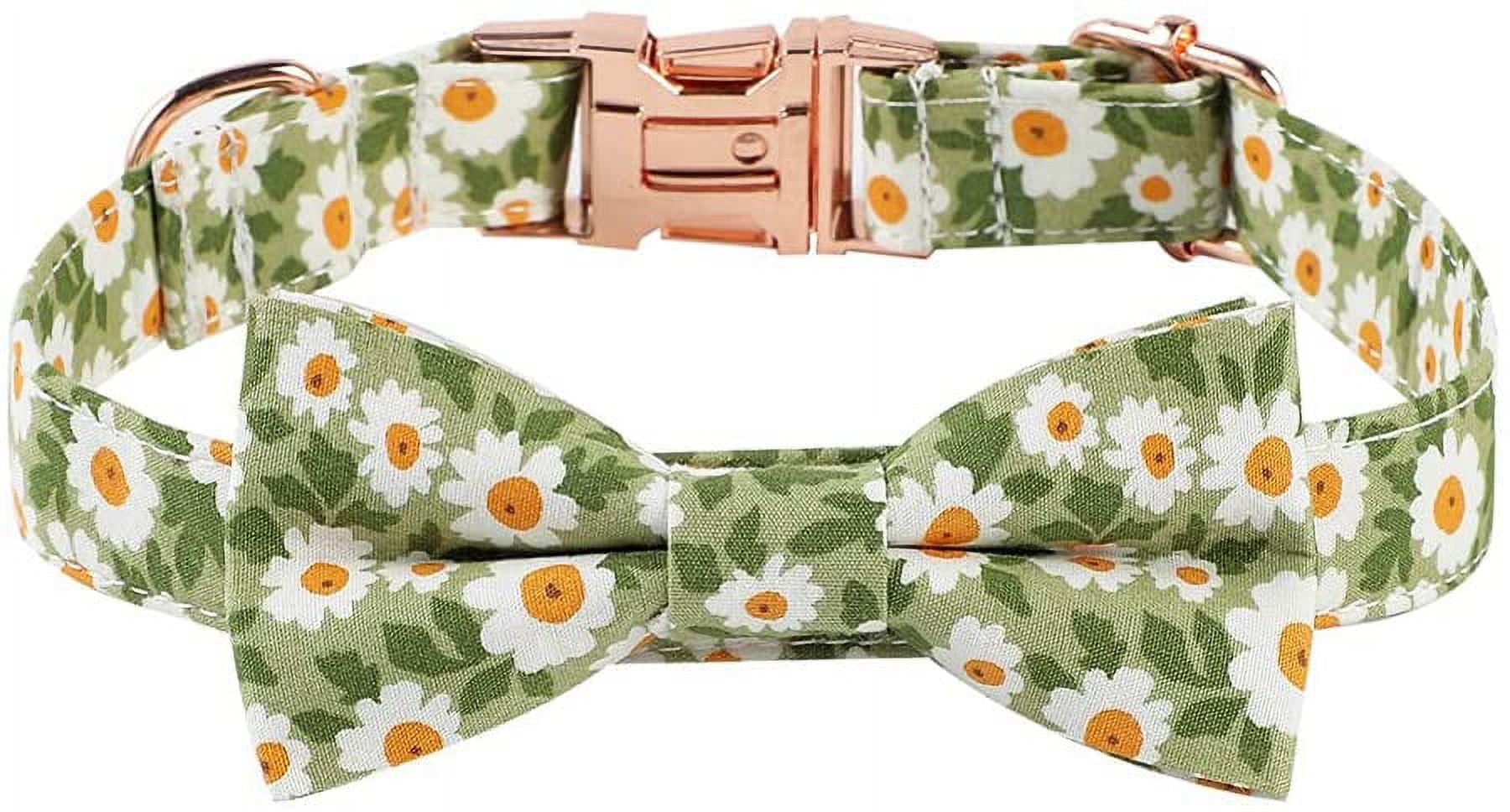 Bowtie Dog Collar Female, Bow Tie Floral Girl Dogs Collars, Adjustable Soft  For Small Medium Large Cats, Cute Daisy Patterns Comfortable Cotton Collars  With Metal Buckle, Durable Pet Puppy Gift Pink 